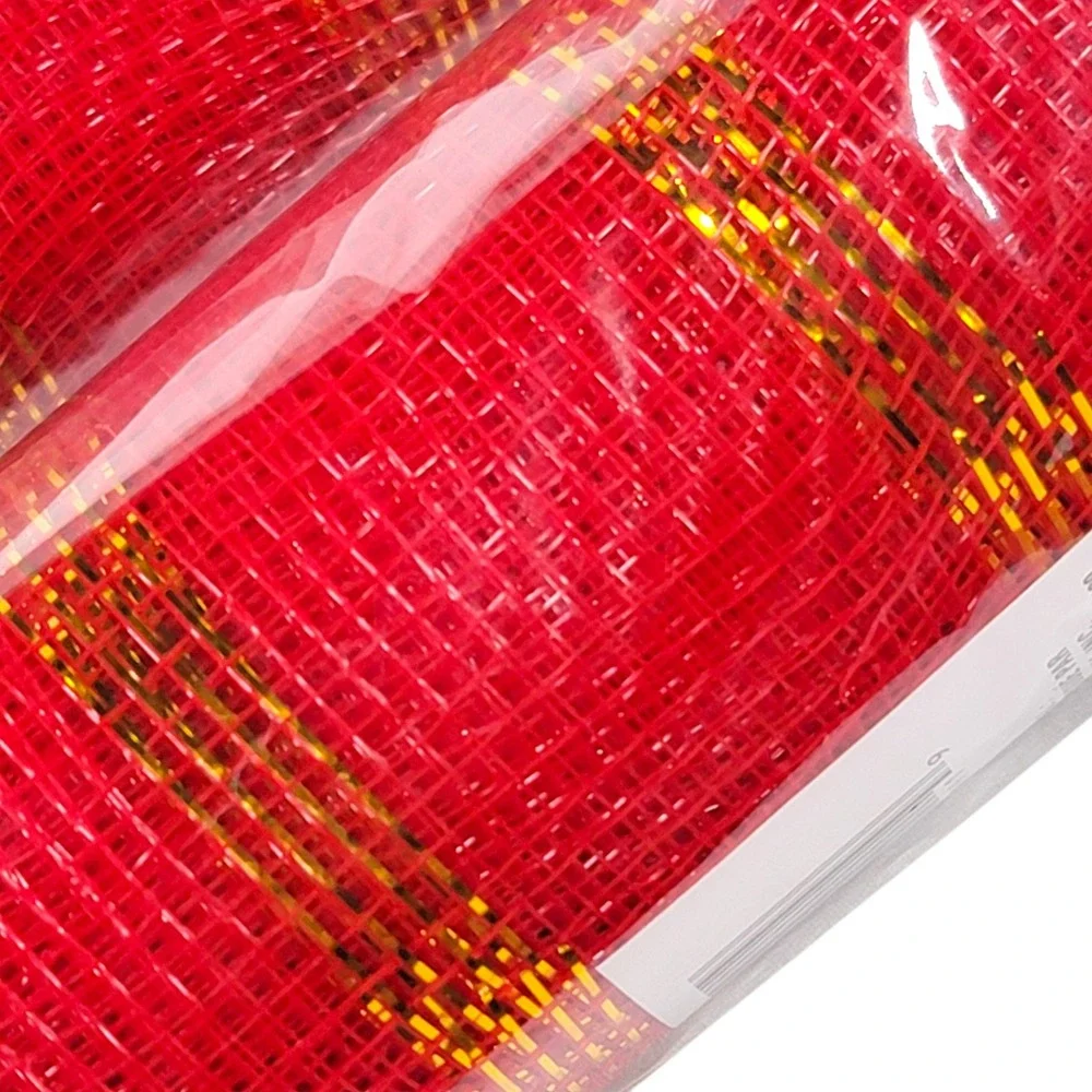 Christmas House Red Gold Deco Mesh 6